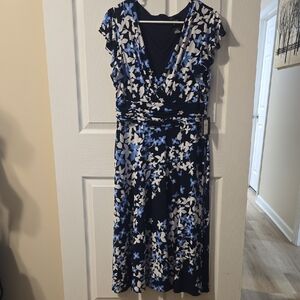 Jessica Howard Navy and White Floral Midi Dress